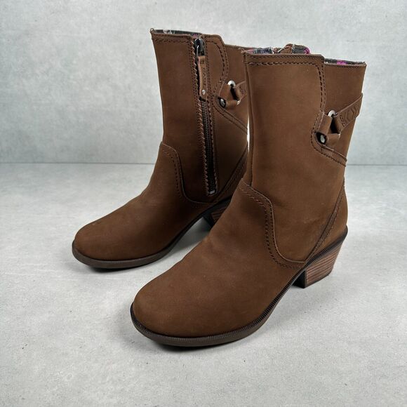 Teva Boots Womens 5.5 Brown Leather Waterproof Foxy Mid Calf Western Harness - Picture 5 of 11